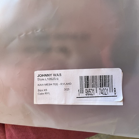 NEW Johnny Was XS Kaia Mesh Tee T-Shirt Women's Blue Pink Symmetrical Ryland - Picture 10 of 14